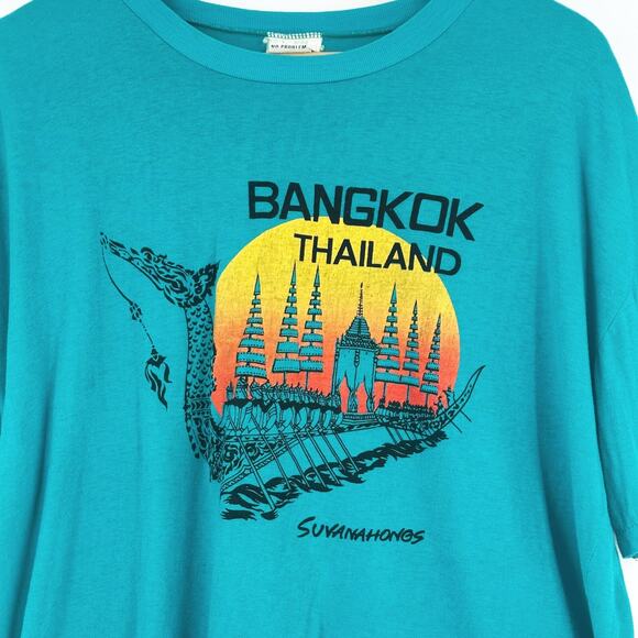 Vintage Single Stitch Bangkok Thailand Graphic T-Shirt XL Dragon Boat Crew Neck - Picture 2 of 8